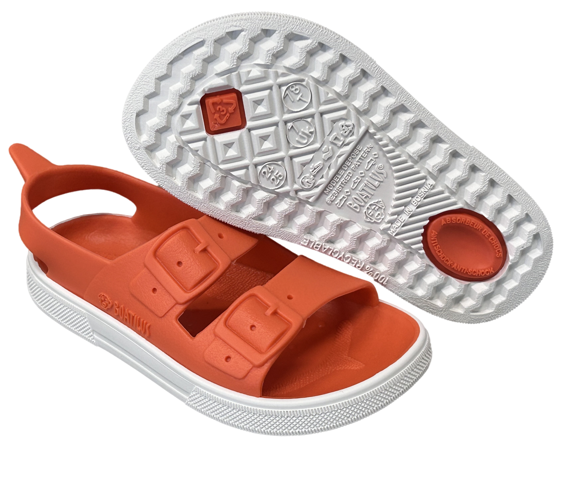 Boatilus - Sandaler Irky - Coral & White Bärfooties