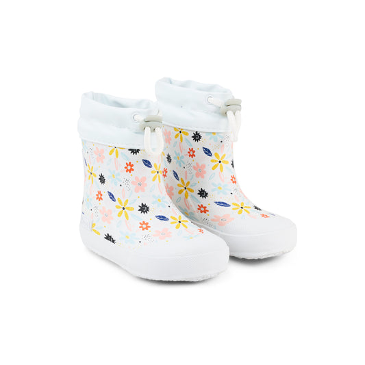 Pre-Order Koel Wellie Bare - White Flowers (Firs Steps) Bärfooties