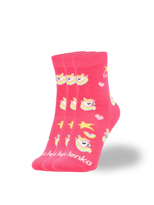 Kids barefoot Socks Be Lenka Kids - Crew - Unicorn - BubleGum Pink - 3 pack Bärfooties