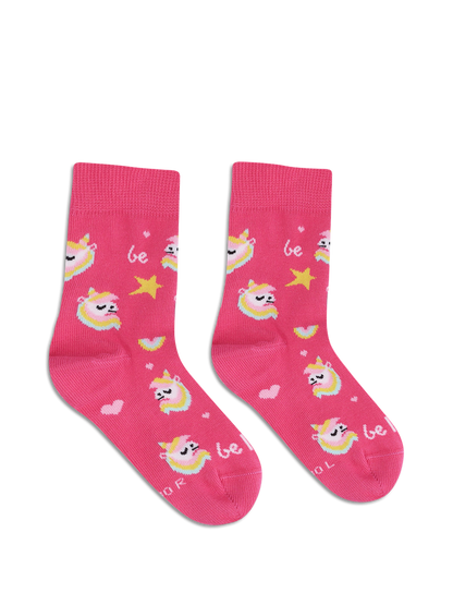Kids barefoot Socks Be Lenka Kids - Crew - Unicorn - BubleGum Pink Bärfooties