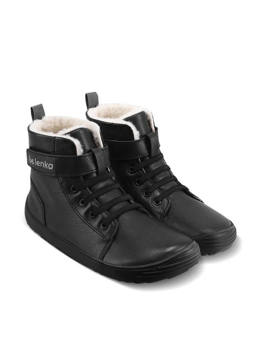 Winter barefoot boots Be Lenka Winter Kids - All Black Bärfooties