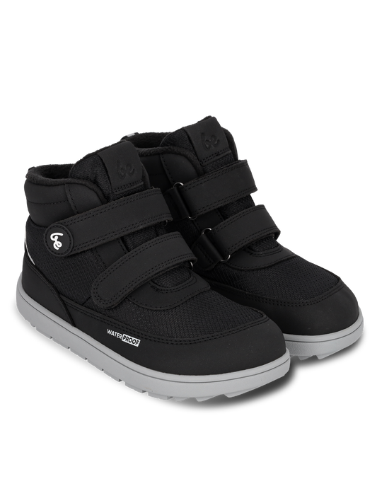 Kids winter barefoot boots Be Lenka Zippu Junior - Black & Grey Bärfooties