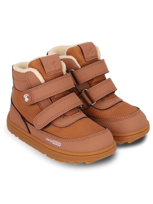Kids winter barefoot boots Be Lenka Zippu Preschool - All Brown Bärfooties