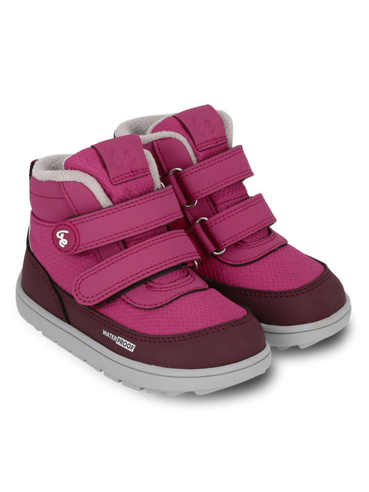 Kids winter barefoot boots Be Lenka Zippu Preschool - Berry & Grey Bärfooties