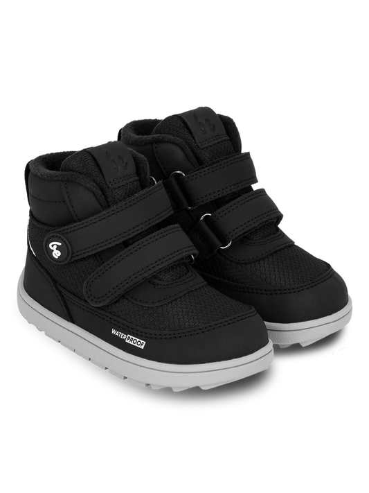 Kids winter barefoot boots Be Lenka Zippu Preschool - Black & Grey Bärfooties
